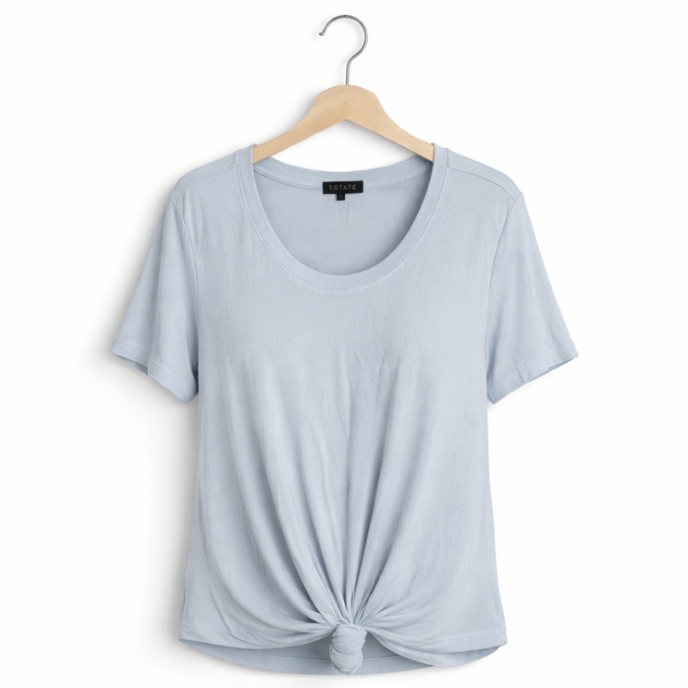 NWT 1. State Ice Blue Pastel Twist Knot Top Sz Lg